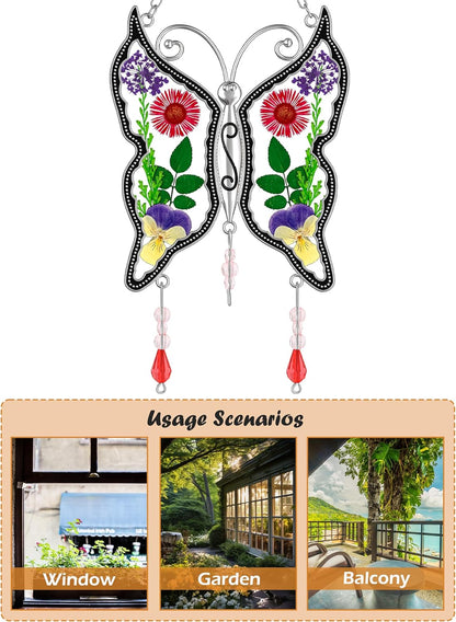 KY&BOSAM Butterfly Suncatchers DIY Stained Glass Suncatcher for Windows Ornament Wind Chime with