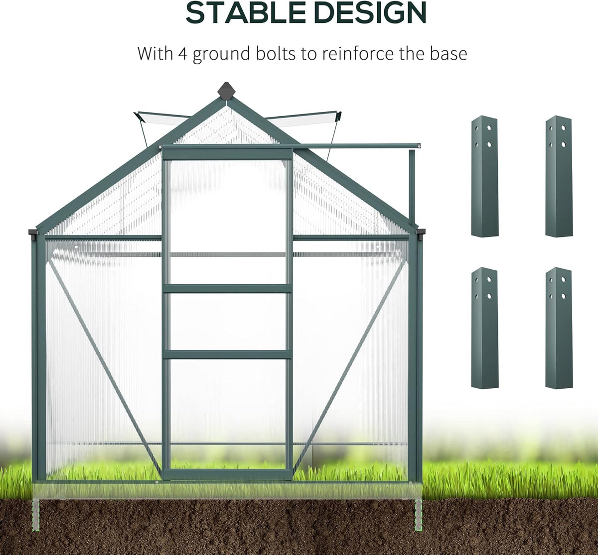 Outsunny 6' x 10' Greenhouse for Outdoors, Polycarbonate Greenhouse with Rain Gutter and Roof Vent