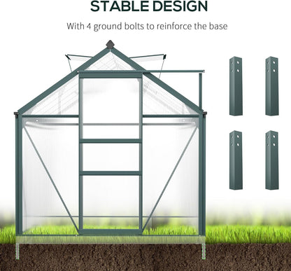 Outsunny 6' x 10' Greenhouse for Outdoors, Polycarbonate Greenhouse with Rain Gutter and Roof Vent