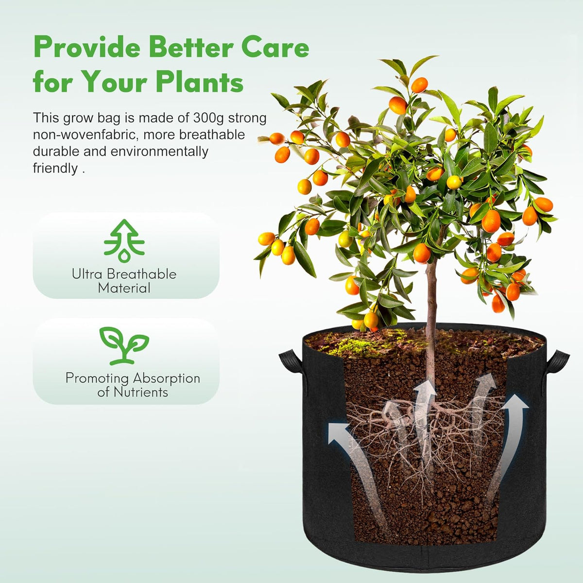 5-Pack 20 Gallon Grow Bags, Large Nonwoven Fabric Pots with Handles for Planting Fruits