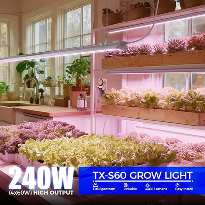 Barrina TX-S60 Grow Lights for Seed Starting, 240W(4 x 60W, 1680W Equivalent), High PPFD, Full