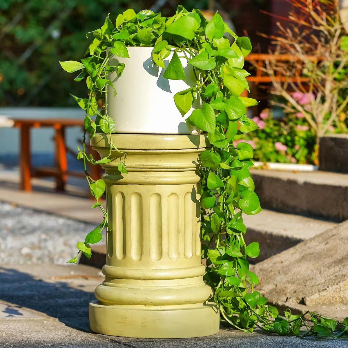 18-inch Tall Garden Pedestal Stand for Indoor & Outdoor Use – Heavy Duty Magnesium Oxide Plant