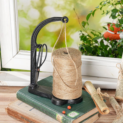 Sungmor Cast Iron Garden Twine Holder Set - 1300ft. Natural Jute Twine String & Rope Rack &