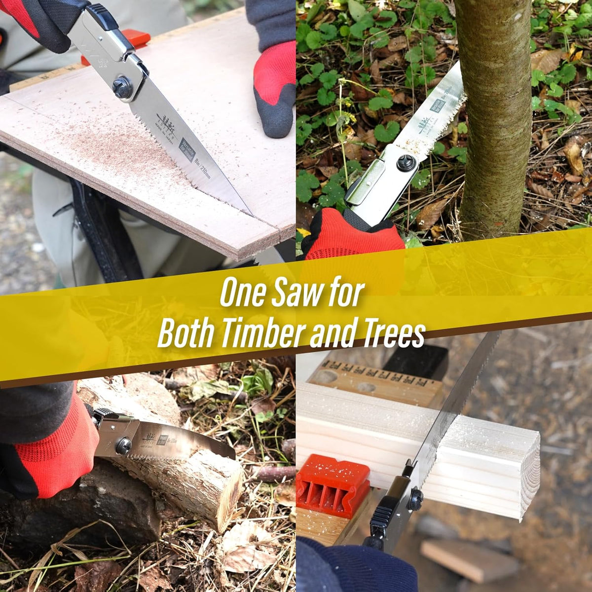 SUIZAN Japanese Folding Saw 8.3" Versatile for Wood - Compact Handsaw Pruningsaw Garden Woodworking
