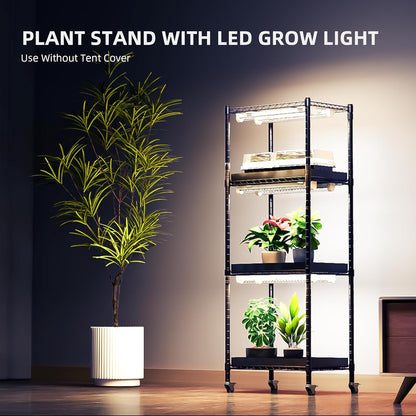 Spider Farmer 2025 4-Tier Plant Stand with 6Pcs 12" Full Spectrum 5000K LED Grow Lights and Tent