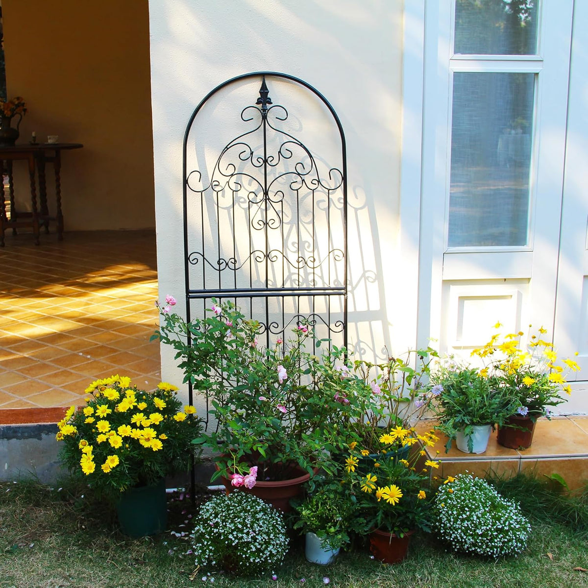 Trellis for Climbing Plants 59" H x 21.6" W Metal Unique Design Decorative Garden Structure