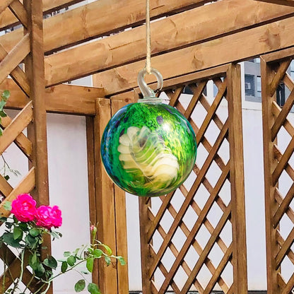 QFkris 4" Hanging Gazing Balls for Gardens Decorative Outdoor Hand-Blown Glass Ornament Friendship