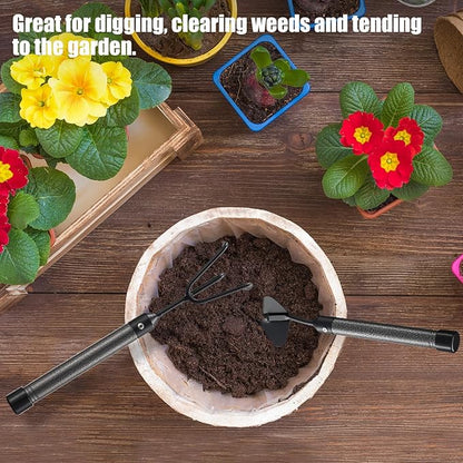 Garden Tool Set with Extended Long Handle, 5 Pieces Stainless Steel Gardening Tool Kit, Gifts for