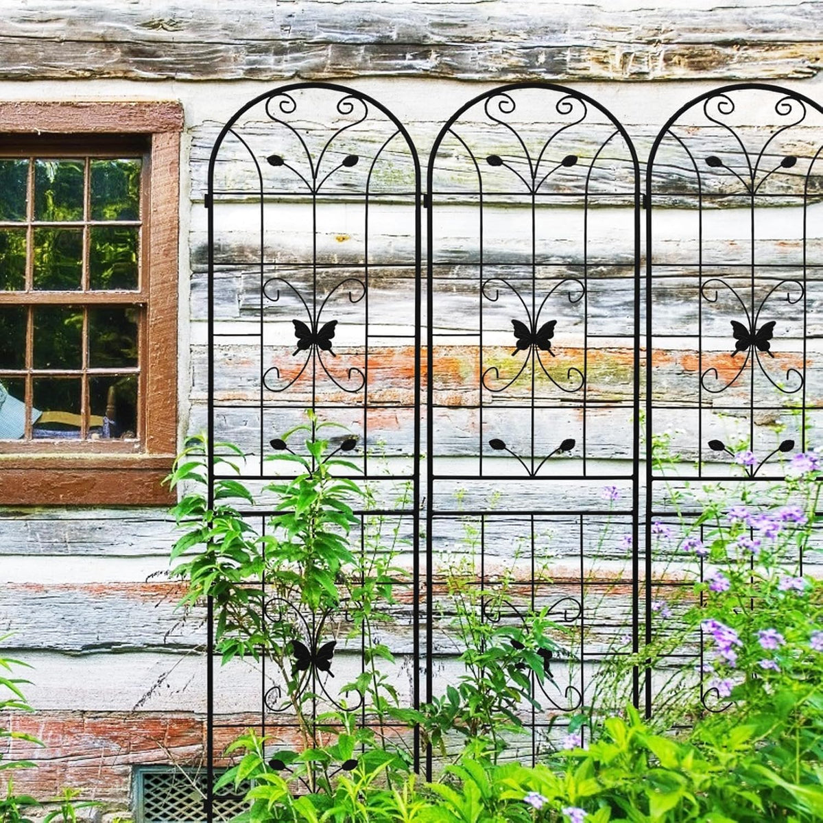 2 Pack Metal Garden Trellis 86.7" Black Fence Rustproof Garden Trellis for Climbing Plants Support