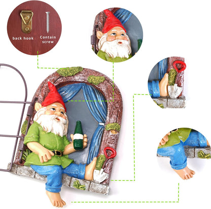 Gnome Tree Hugger, Funny Garden Gnome Resin Statue, Outdoor Ornaments Decor, Whimsical Tree