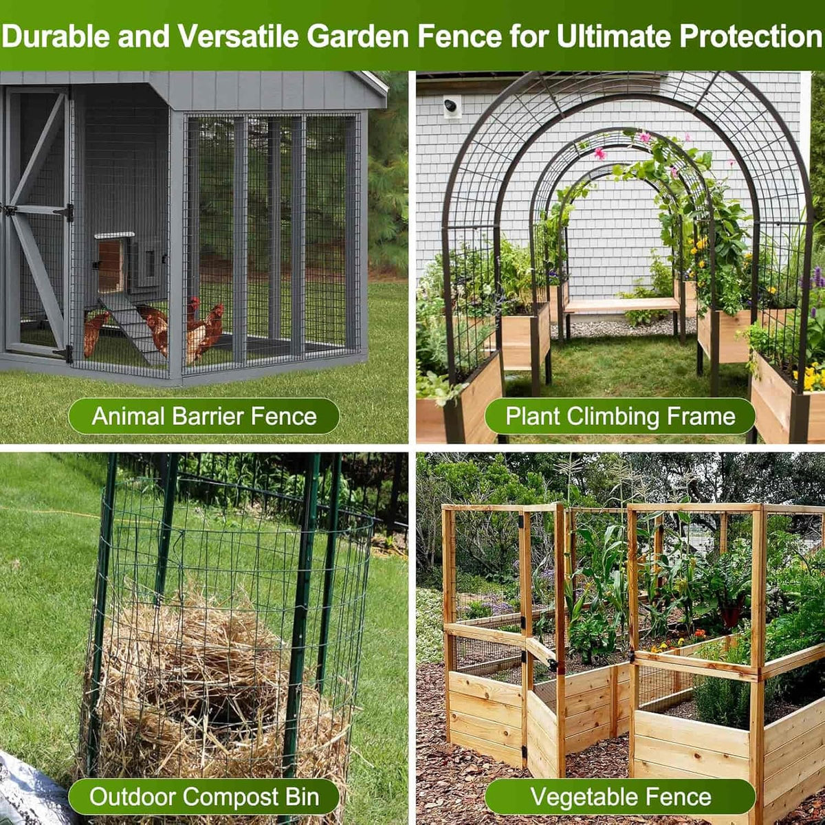 Black Welded Wire Fence 36 Inch x 59 Foot, 2.4" x 2.4" 14GA PVC Coated Wire Fencing for Garden Bed