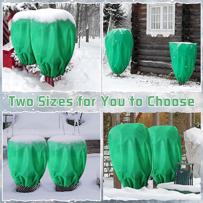 4 Pcs Plant Covers Freeze Protection Reusable Plant Protector with Zipper and Drawstring, Winter