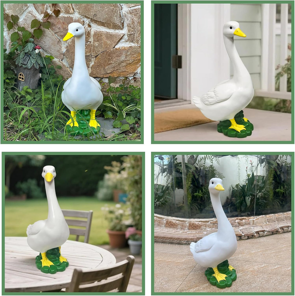 Porch Goose Garden Decor Statues - Large White Yard Goose Statue Resin Duck Sculpture 20"High Lawn