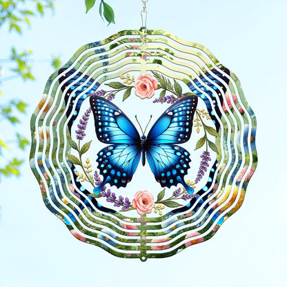 FLAGWIX Christmas Butterfly Wind Spinners Outdoor - 3D Stainless Steel Metal Wind Spinners 12 in