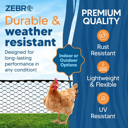Plastic Hex Chicken Wire Mesh Garden Fence Roll (4' x 50' - Black) - Versatile Poultry Netting and