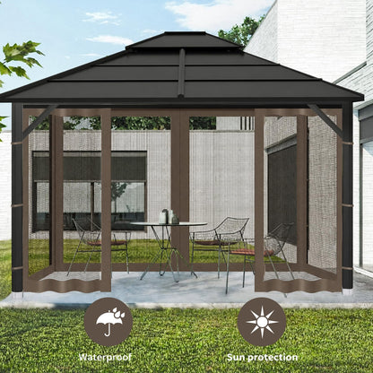 Iheqard Gazebo Replacement Mosquito Netting for Patio, 10x10 ft, Coffee