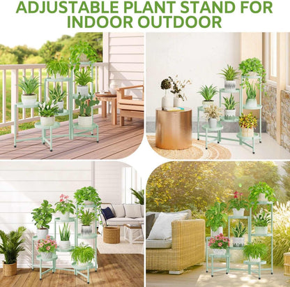 iDavosic.ly 7 Tier Large Plant Stand Indoor, 10 Inch Wide Tall Corner Metal Plant Stands Outdoor