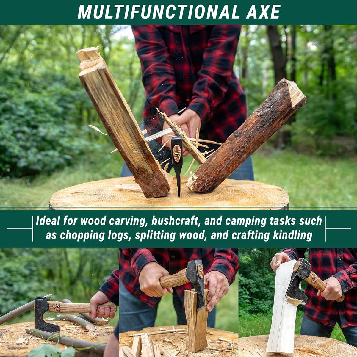 BeaverCraft Bushcraft Hatchet Wood Carving Axe AX6 - Forged Camping Axes & Hatchets - Wood Chopping
