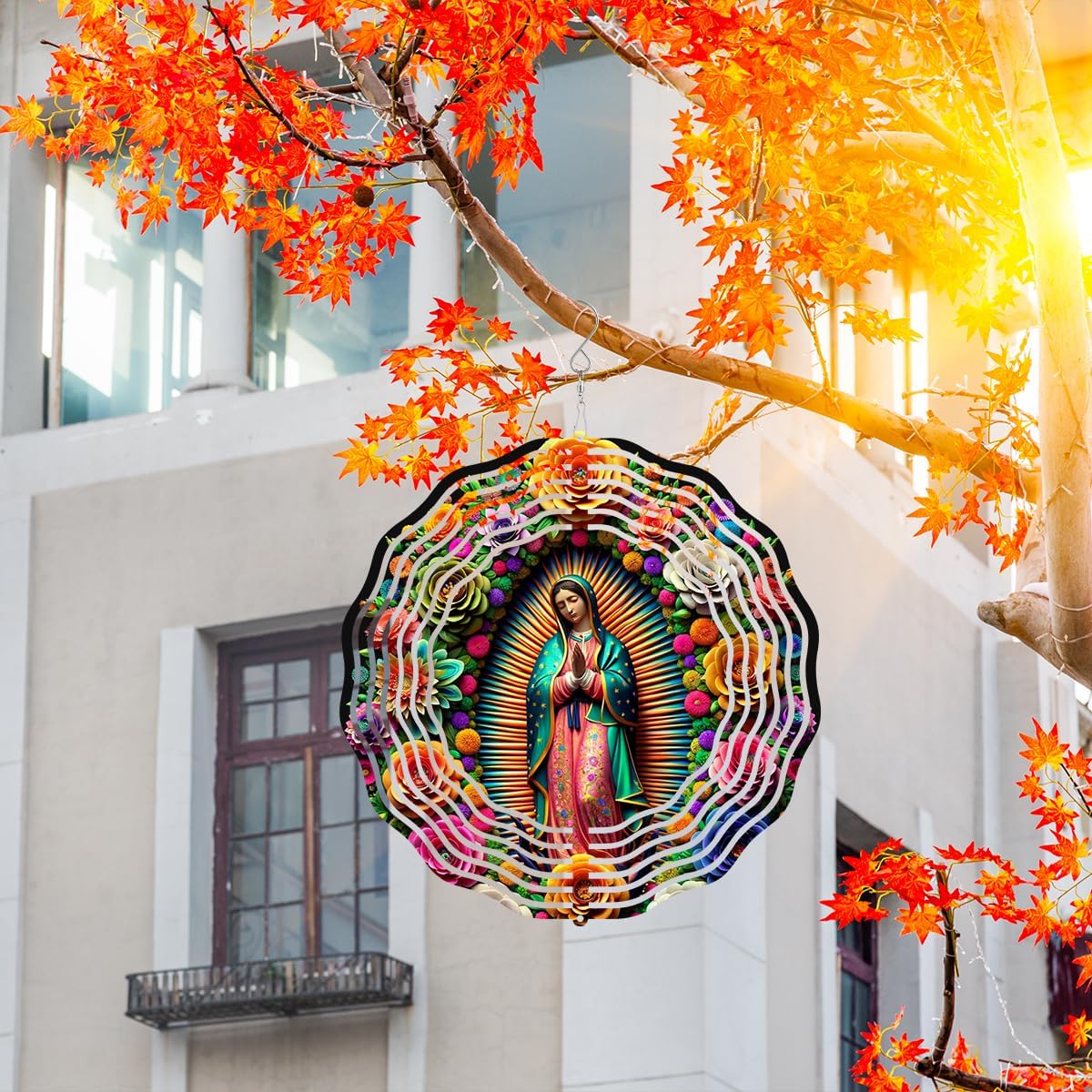 Virgin Mary Wind Spinner, Metal Wind Spinners Outdoor/Indoor,Virgin Mary Hanging Garden Decor for