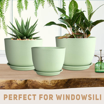 Plant Pots 12/10/9 inch Set of 3, Flower Pots with Multi Mesh Drainage Holes, Large Planters for
