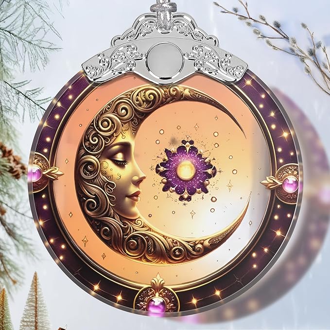 Sun and Moon Stained Glass Orament - Christmas Ornament - Christmas Decorations for Tree - Holiday