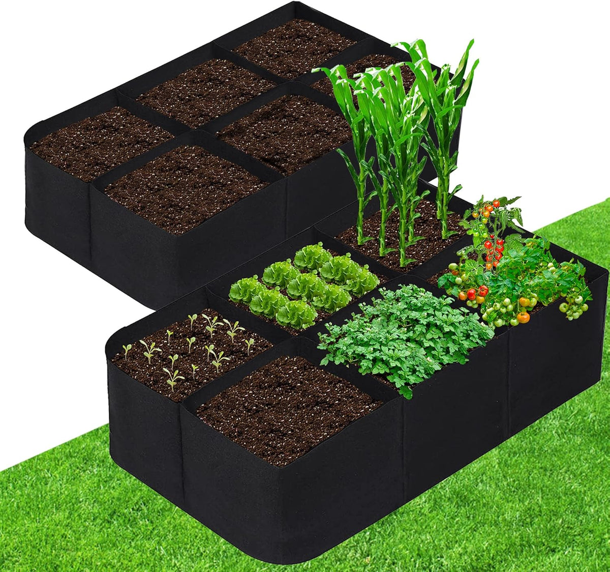 CJGQ Fabric Raised Garden Bed 4x2x1ft Garden Grow Bed Bags for Growing Herbs, Flowers and
