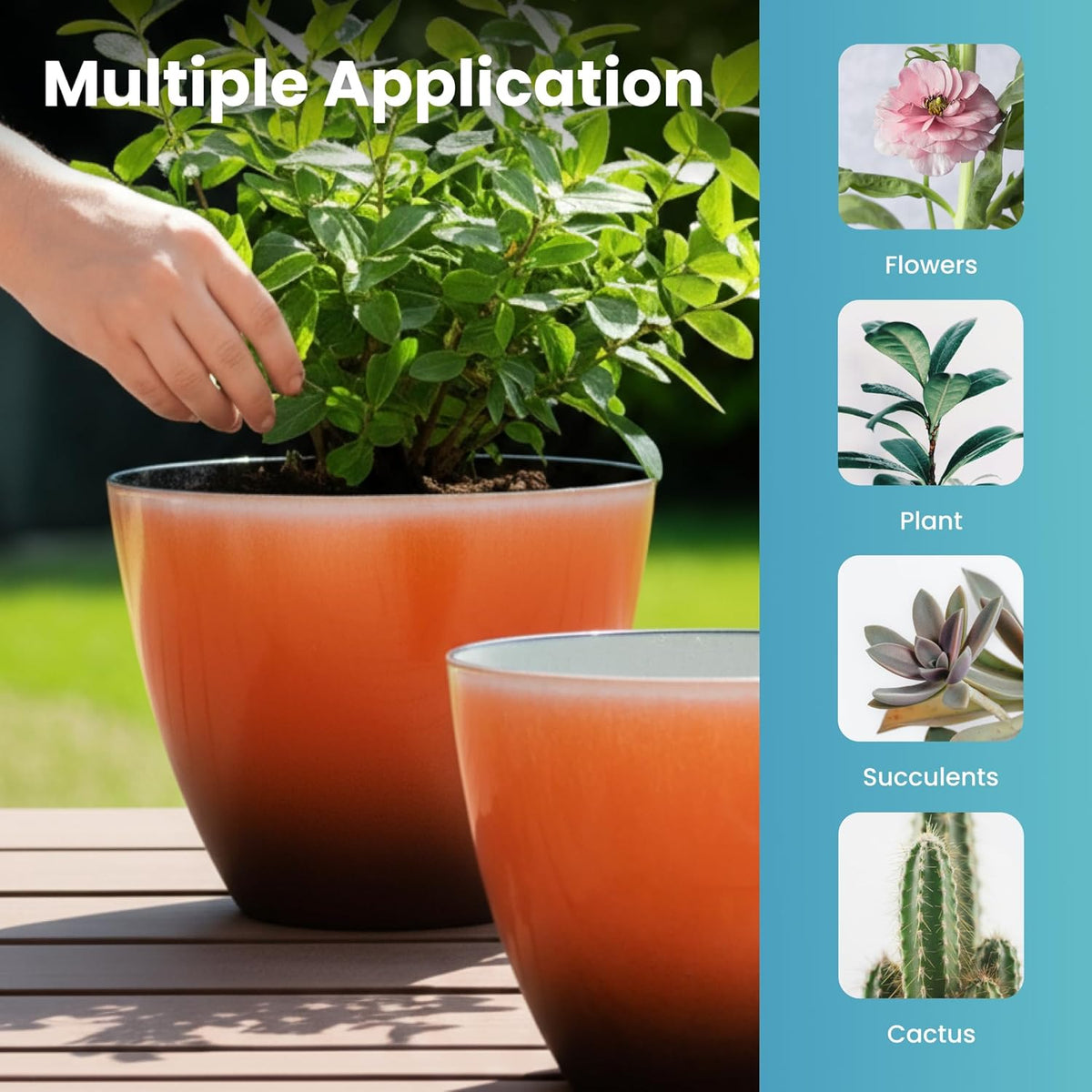 2 Pack Plastic Plant Pots with Drainage Holes, 8 inch Planter for Indoor Outdoor Plant, Garden