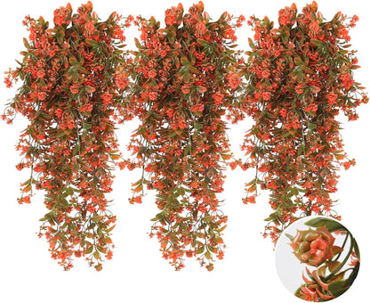 SJL Fall Faux Hanging Plants Artificial Fall Hanging Flowers Artificial Outdoor UV Resistant Fake
