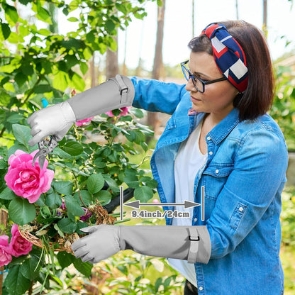 Long-Gardening-Gloves for Women/Men - Thorn Proof Rose Pruning Gloves Heavy Duty Gauntlet-M