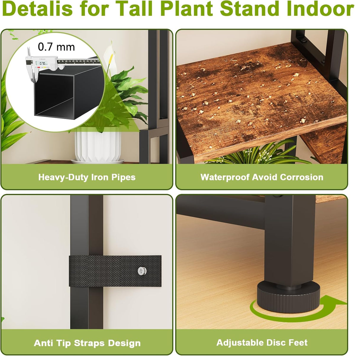 C2 Plant Stand Indoor with Grow Lights, Indoor Tiered Metal Plant Stand 70.87" Tall Plant Shelf