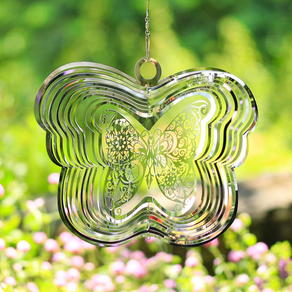 Wind Spinners Outdoor, 3D Butterfly Hanging Wind Spinners, 12 inches, Kinetic, Stainless-Steel