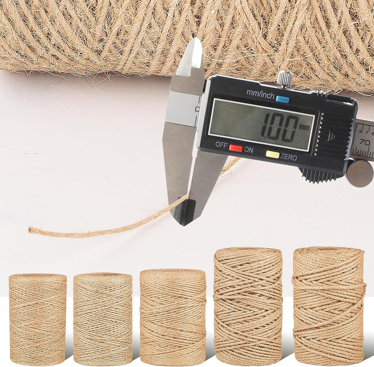 Natural Jute Twine String,Bulk Jute Rope Cord Twine for Crafting Gardening,Roll of Thick and Thin