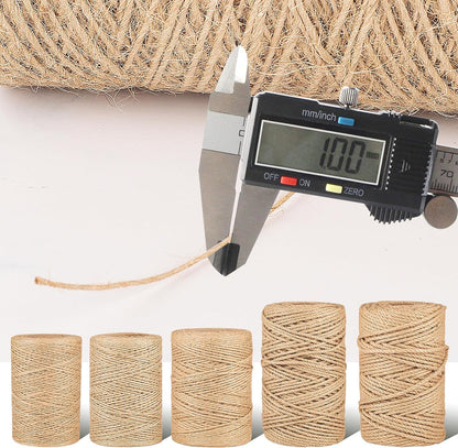 Natural Jute Twine String,Bulk Jute Rope Cord Twine for Crafting Gardening,Roll of Thick and Thin