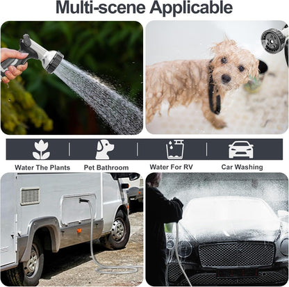SPECILITE 175ft 304 Stainless Steel Garden Hose Metal, Heavy Duty Water Pipe with Nozzles for Yard