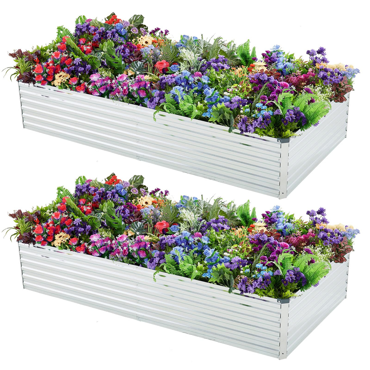 Meberam 2 Pack 6x3x1FT Galvanized Raised Garden Beds Kit Outdoor Metal Gardening Planter Box for