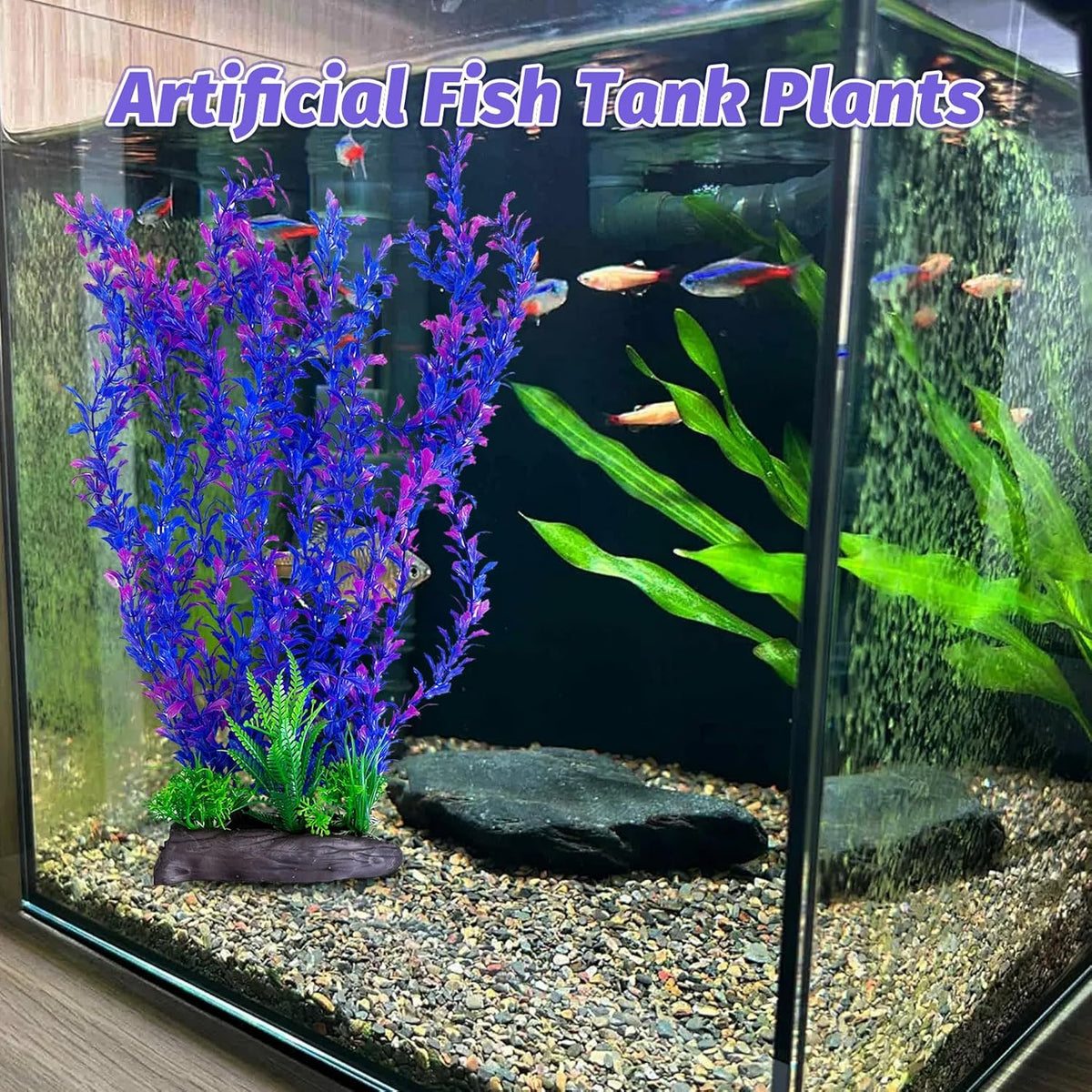 Hamiledyi Aquarium Plastic Plants Aquarium Decor Artificial Fish Tank Plants,Tall Fish Tank