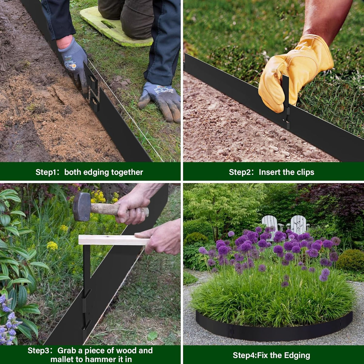 6PCS 6 Inch Metal Landscape Edging,Metal Garden Edging with 6 Clips,40 Inch Steel Landscape Edging
