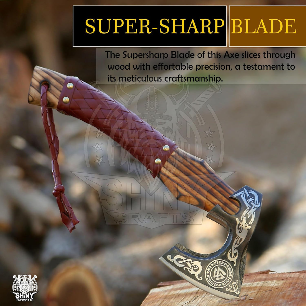 SHINY CRAFTS®- Personalized Viking Axe – Best Gift for Husband Decorative Hatchet for Father’s Day