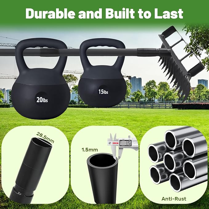 2 in 1 Stirrup Hula Hoe Garden Tool, 12 Tines Cultivators for Gardening, Weed Puller Tool with 76"