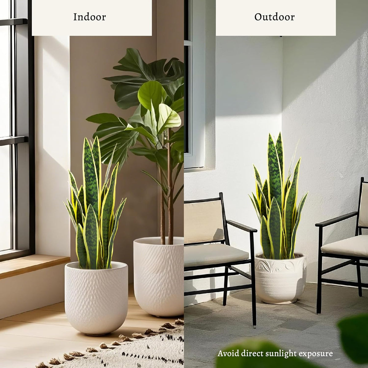 KOL 25.6’’ 2-Pack Artificial Snake Plant, Mother in Law Tongue Plants, 2ft Fake Sansevieria Indoor