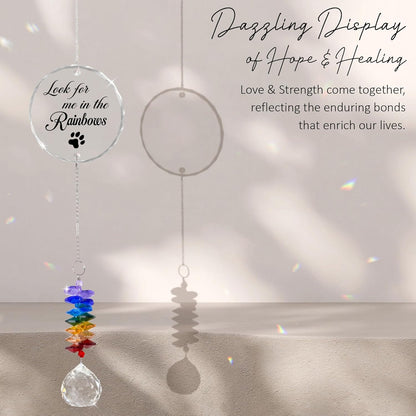 Pet Memorial Suncatcher - Pet Memorial Suncatchers - Dog Cat Loss Sympathy Gift - Rainbow Crystal