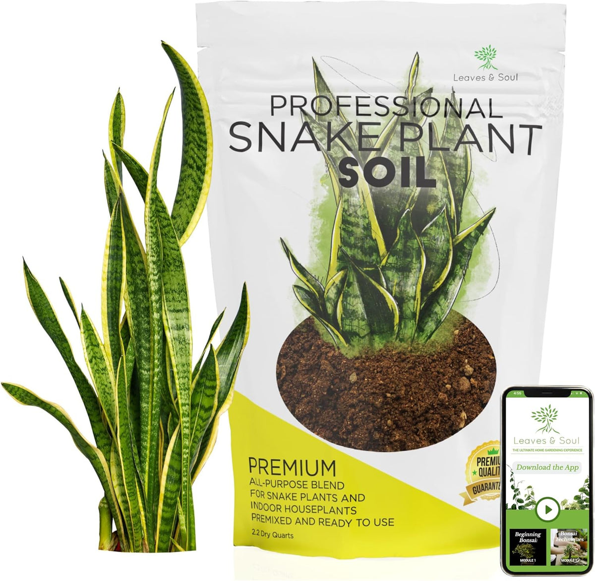 Professional Snake Plant Soil | Large 2.2 Quarts Ready to Use for Snake Plants | Peat Moss, Coco