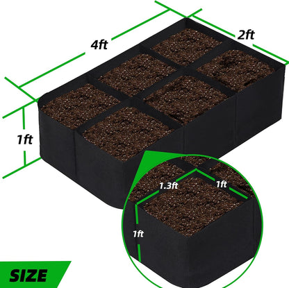 CJGQ Fabric Raised Garden Bed 4x2x1ft Garden Grow Bed Bags for Growing Herbs, Flowers and