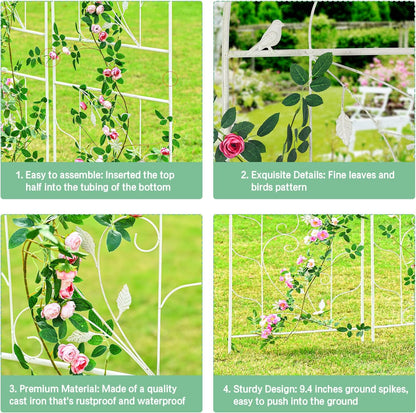 Sungmor Metal Trellises for Climbing Plants, Overall 20 Inch Width & 82.5 Inch Tall, 2PC White
