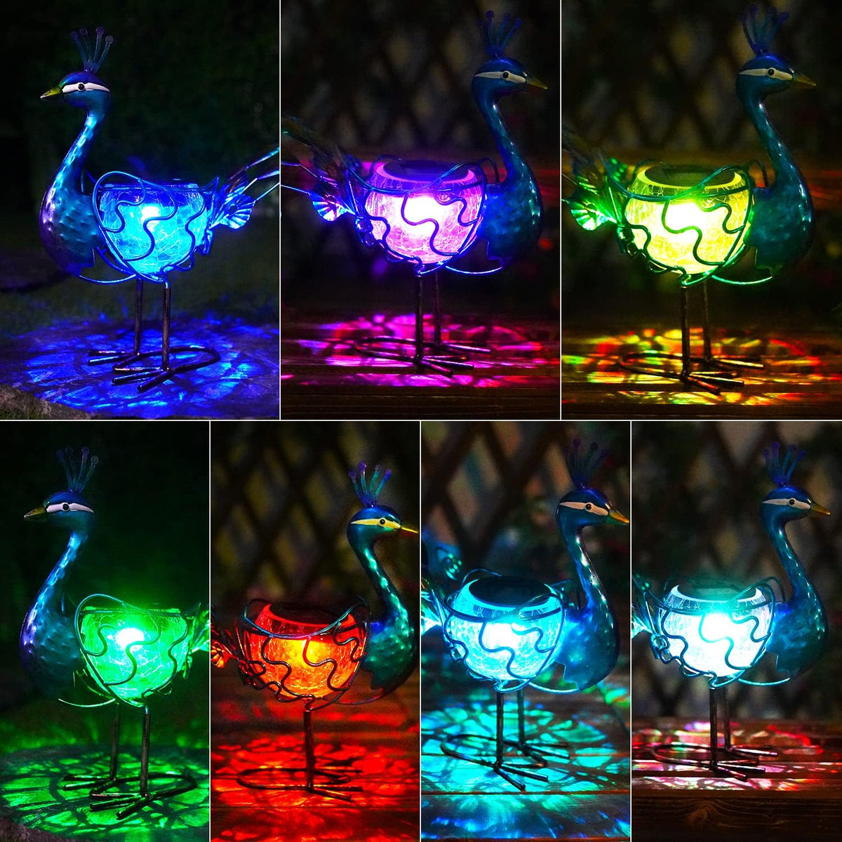 HONGLAND Solar Peacock Statue Light, Solar Animal LED Lights Outdoor, Solar Power Figurine