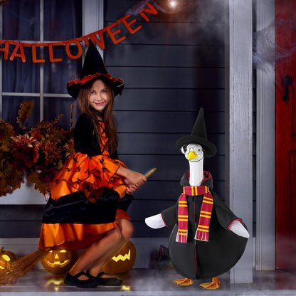 4 Pcs/Set Halloween Witch Goose Outfits, Lawn Porch Goose Statue Wizard Costume, Garden Goose