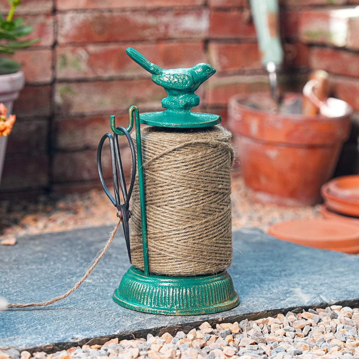 Sungmor Cast Iron Garden Twine Holder Set - 1300ft. Natural Jute Twine String & Rope Rack &