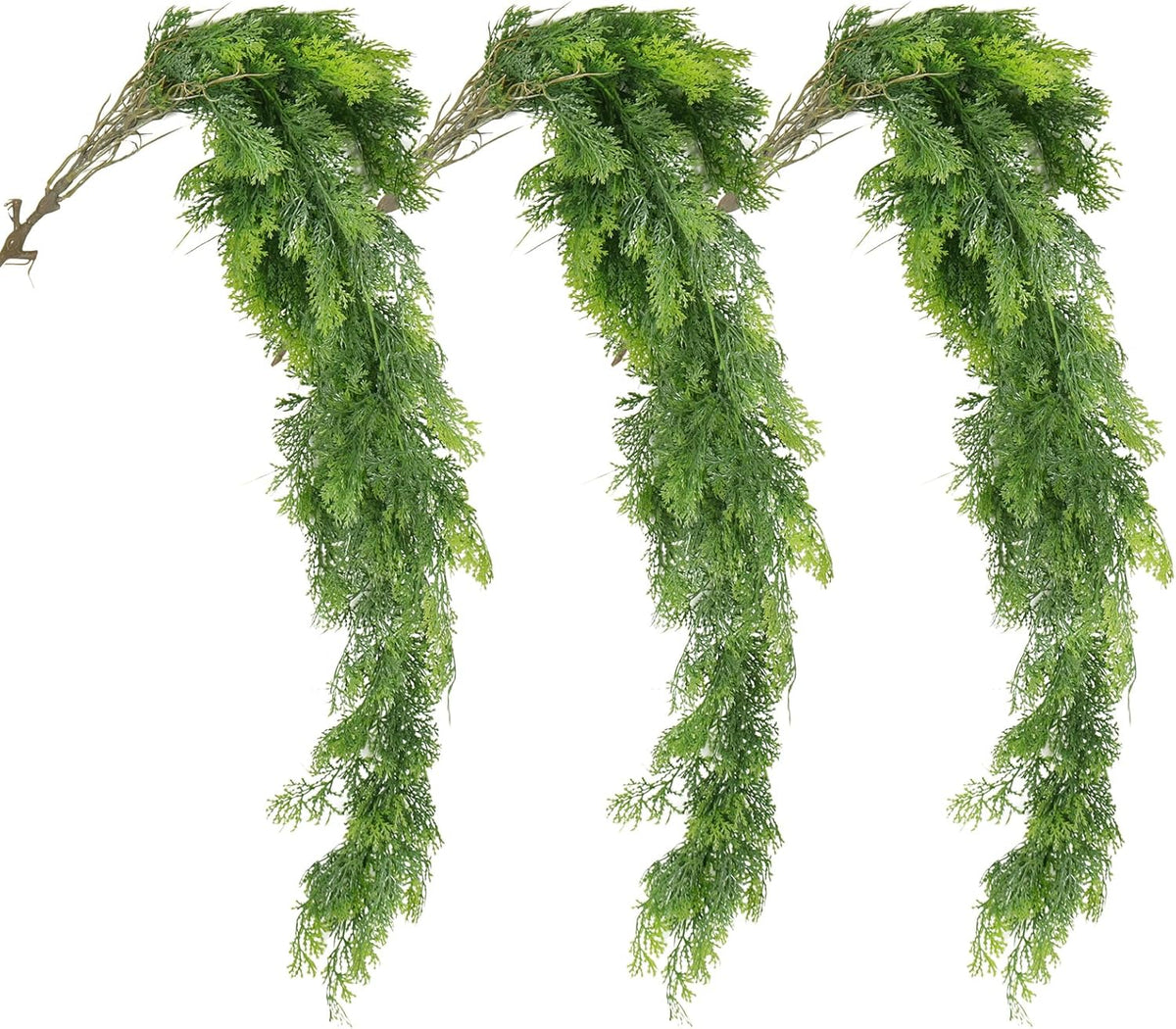 RECUTMS 3 Packs Artificial Hanging Plants Fake Plant Faux Boston Ferns Ivy Vines Greenery UV