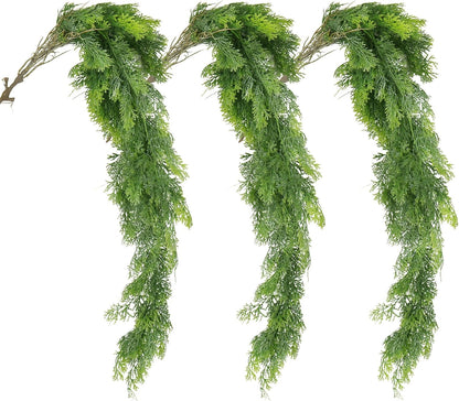 RECUTMS 3 Packs Artificial Hanging Plants Fake Plant Faux Boston Ferns Ivy Vines Greenery UV