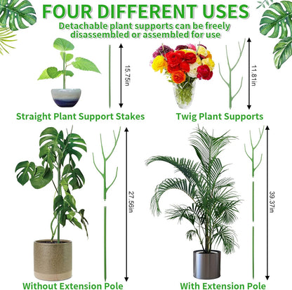 4 Pack 39.37" Detachable Twig Plant Support Stakes Set, Blends in to Plant, Branch Plant Sticks